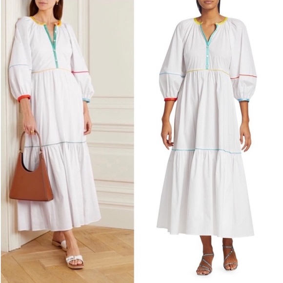 STAUD Demi maxi tiered white dress - Picture 1 of 13